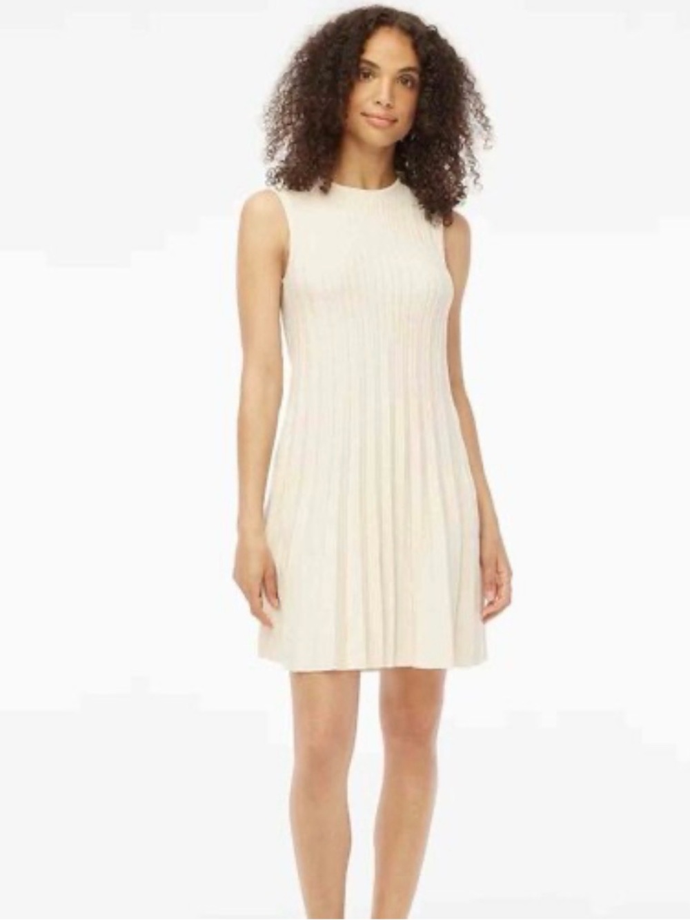 NWT J. Crew Pleated Sleeveless Sweater Dress in Natural size M